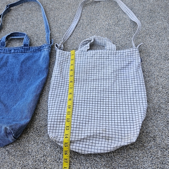 LOT BAGGU Denim Duck Bag and White Checkered Grocery Tote Shoulder Bag Purse - Picture 5 of 16
